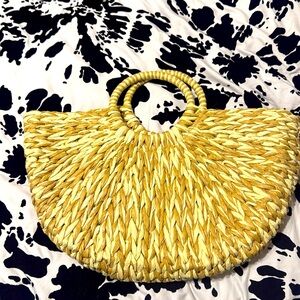 Woven Straw Top Handle Bag